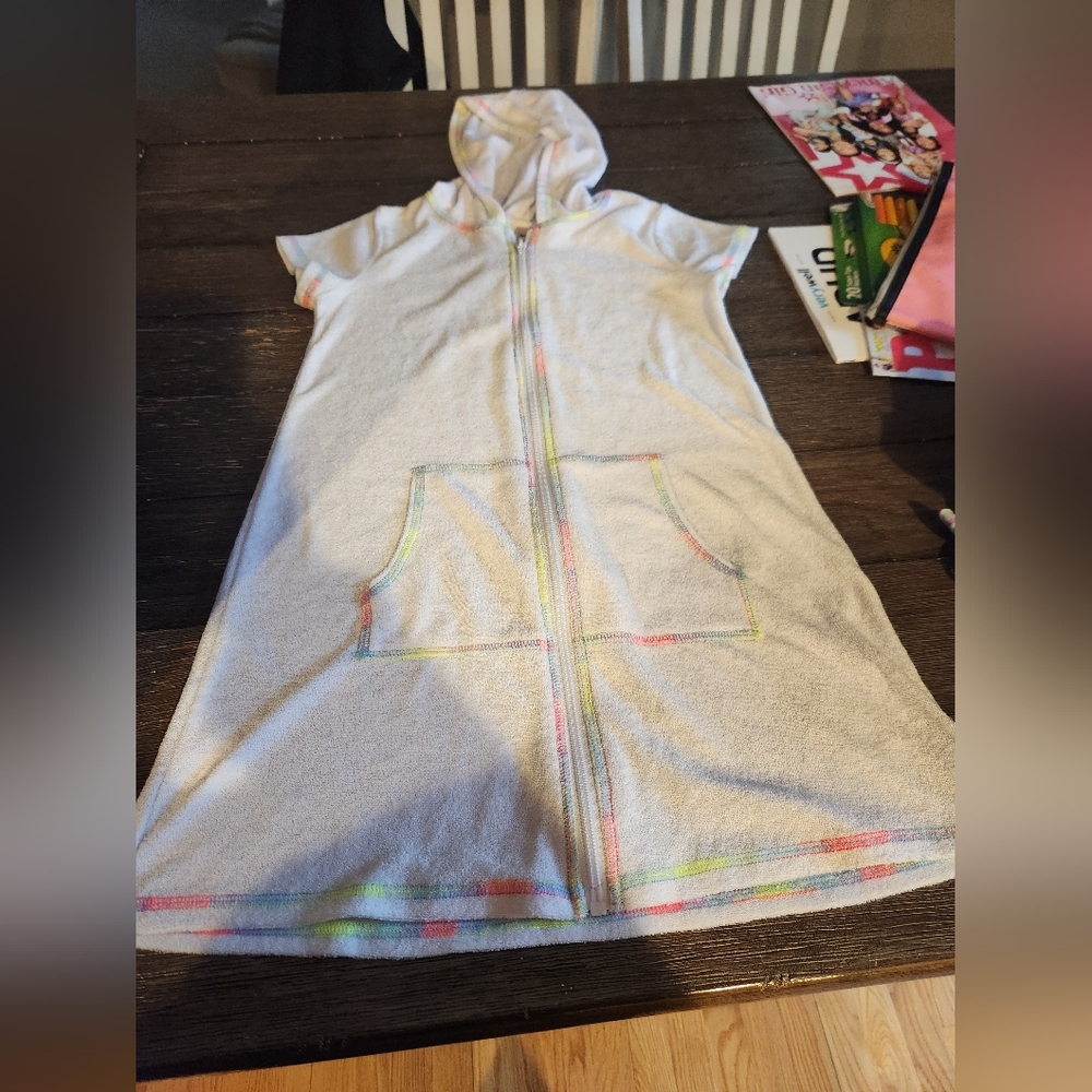 Girls white bathing suit cover-up up Size 10